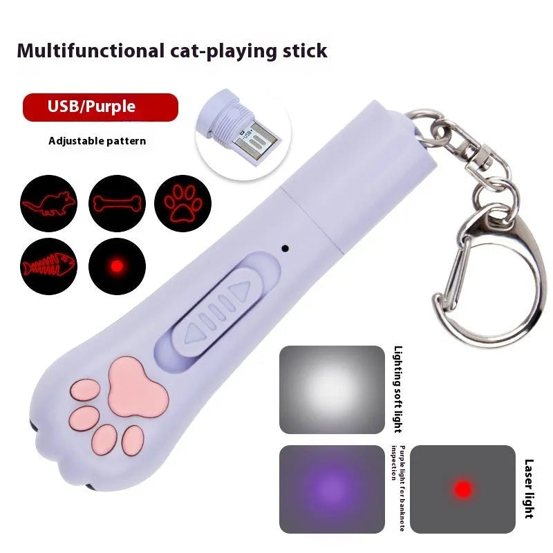 Infrared mini pet footprints laser charging toy in choice of blue, pink, purple or white colours