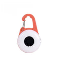 Blue USB rechargeable LED dog walking light with silicone strap attached to a dog collar.