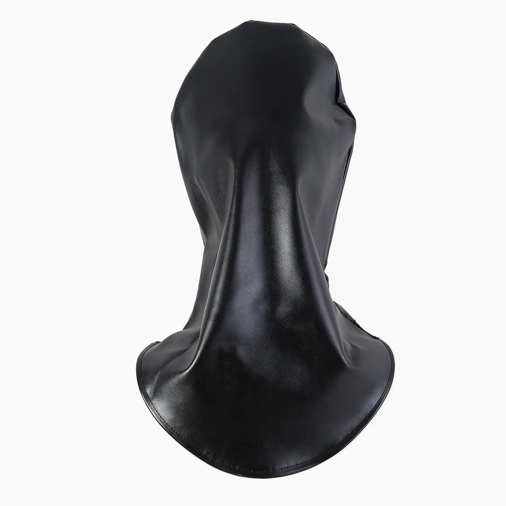 Black PU leather breathable BDSM mask fetish training prop