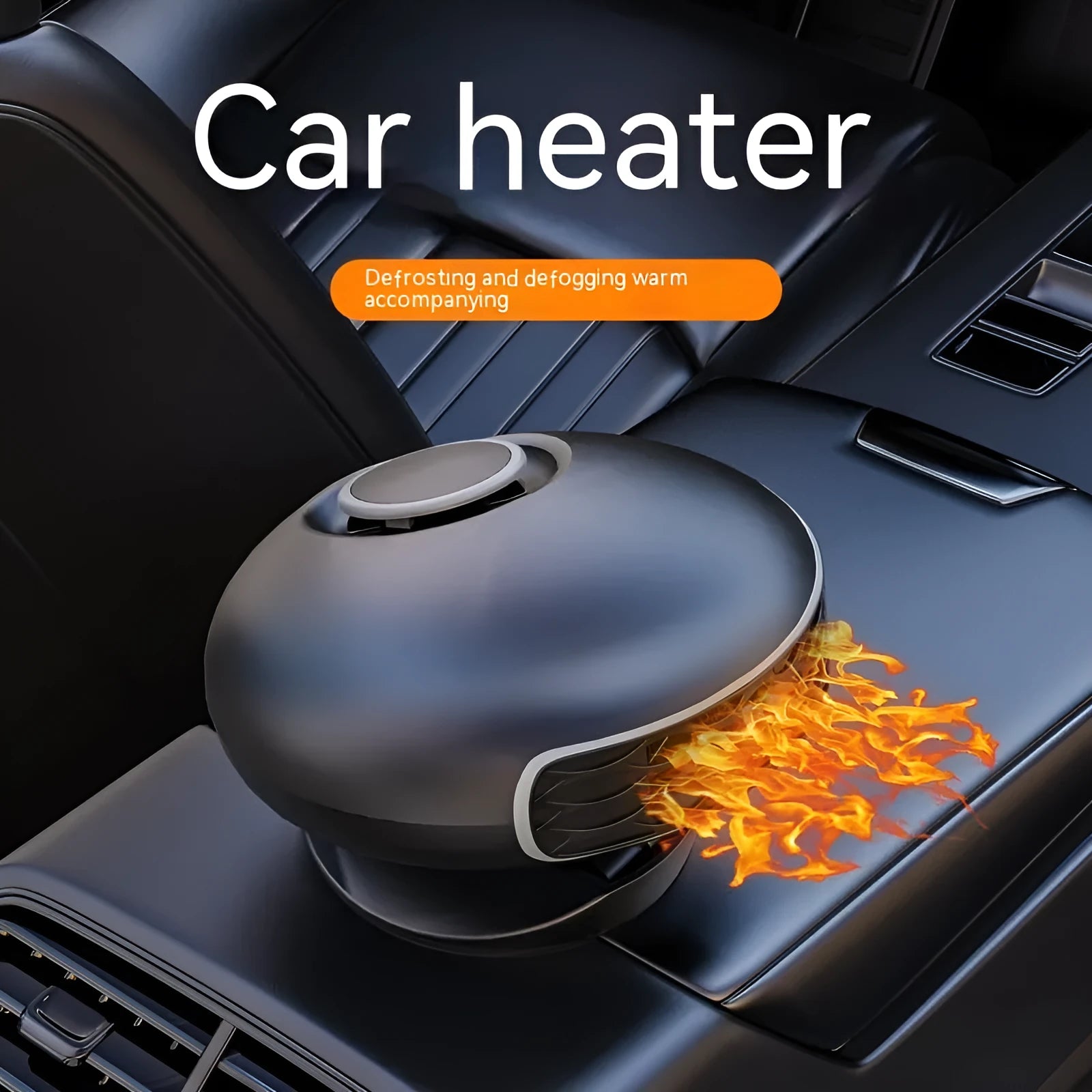 Black car warm air blower heater with power cord for 12V and 24V vehicle defrosting