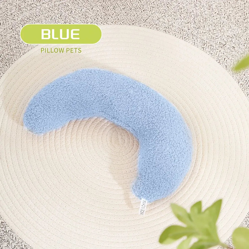 U-shaped cat pillow with adjustable collar in blue khaki white or yellow for cervical protection