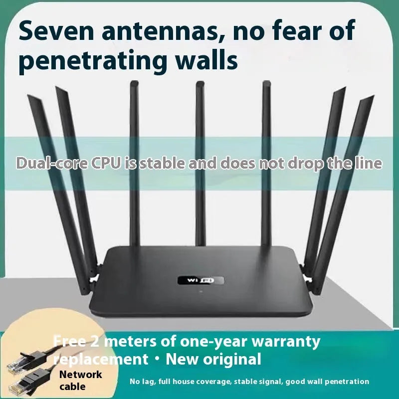 Dual-band gigabit Wi-Fi router in black or white with multiple antennas for whole home coverage