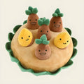 Yellow interactive dog puzzle toys with removable squeaky plush on durable polyester slow feeder play pads