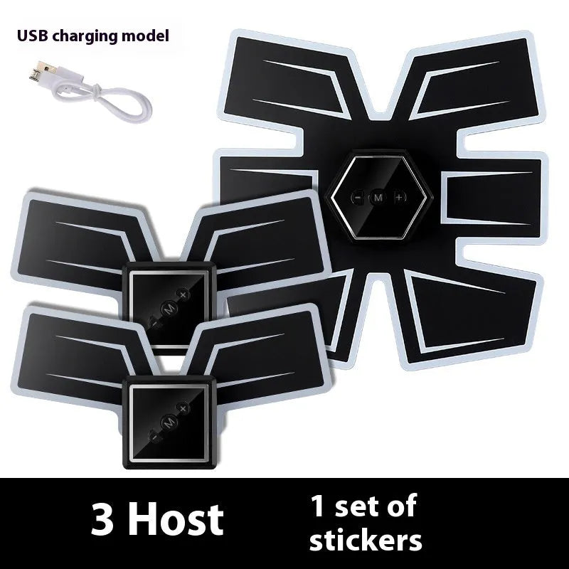Eight-piece abdominal massage patch set with PU leather and silicone construction