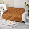Reversible dog blanket sofa cover in burgundy colour protecting furniture
