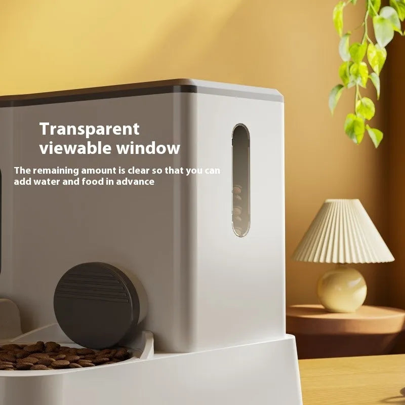 Cat automatic pet feeder water dispenser with integrated double bowl system