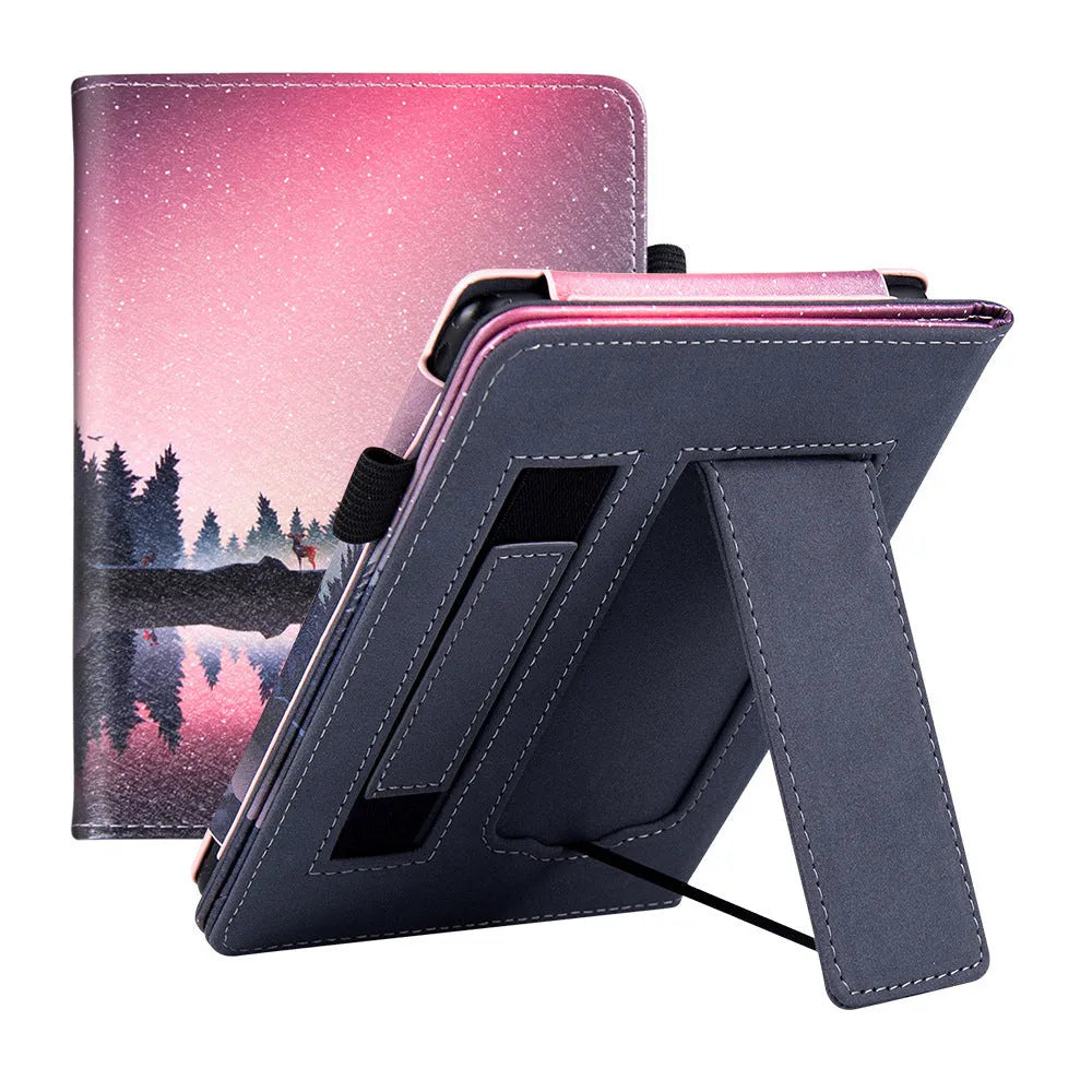 Kindle Paperwhite 5 calf leather case with wrist splint bracket in black