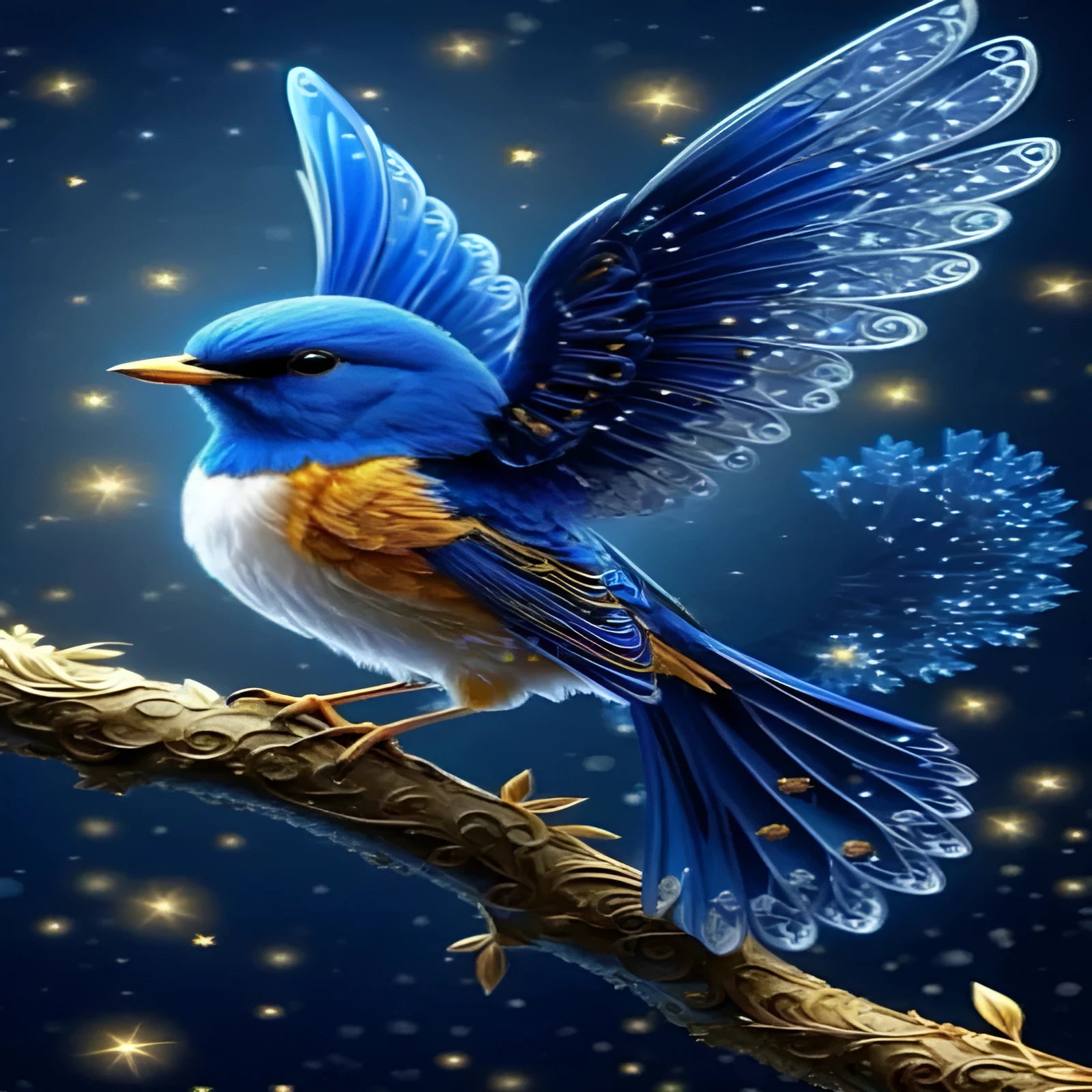 Blue bird diamond painting kit on 60x100cm acrylic canvas with rhinestones and internal framework