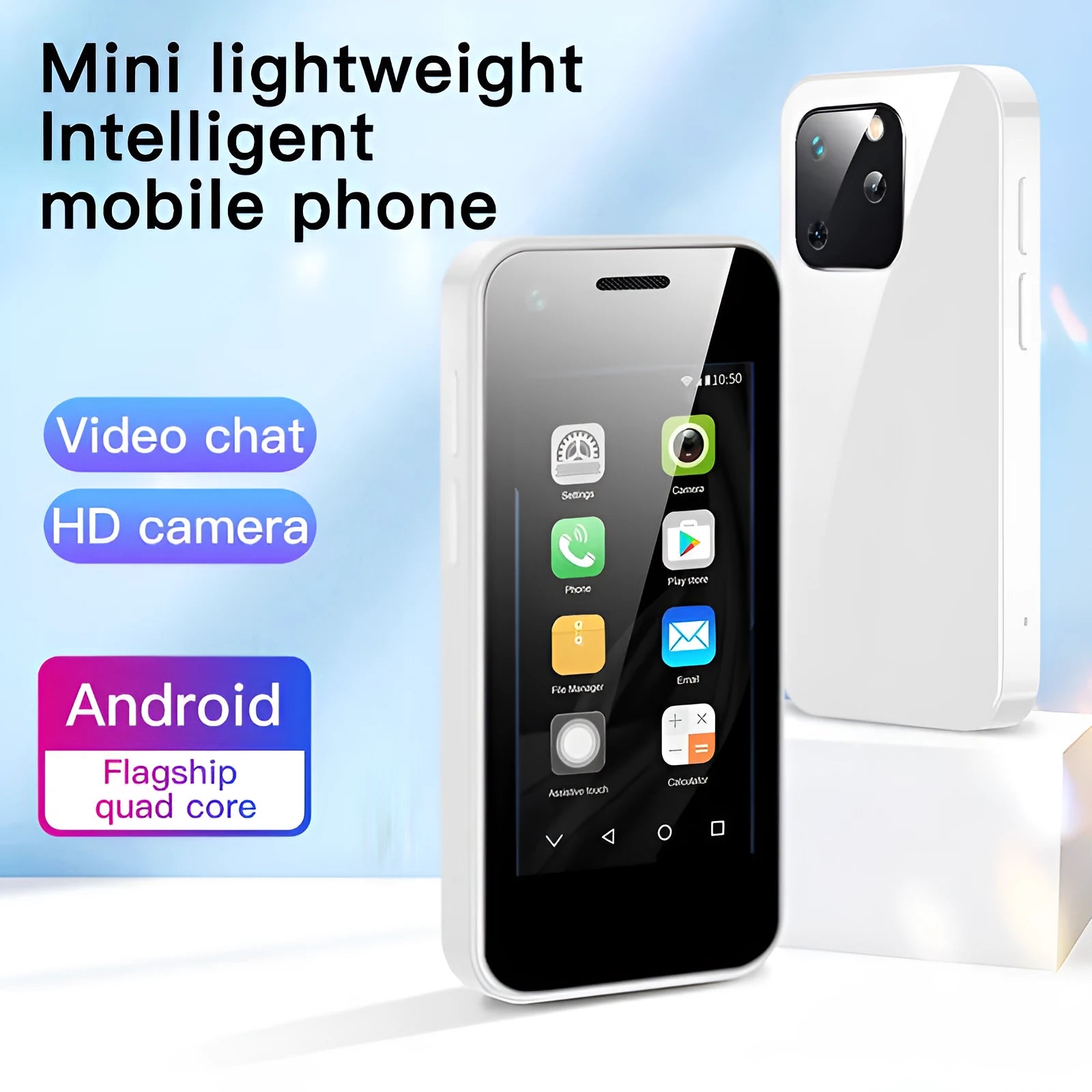 Ultra-small Android mini phone with 2.5 inch screen in Phantom Night Black colour