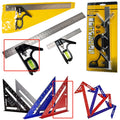 Red 7-inch metal combination angle ruler and a separate metric base ruler in a transparent bag.