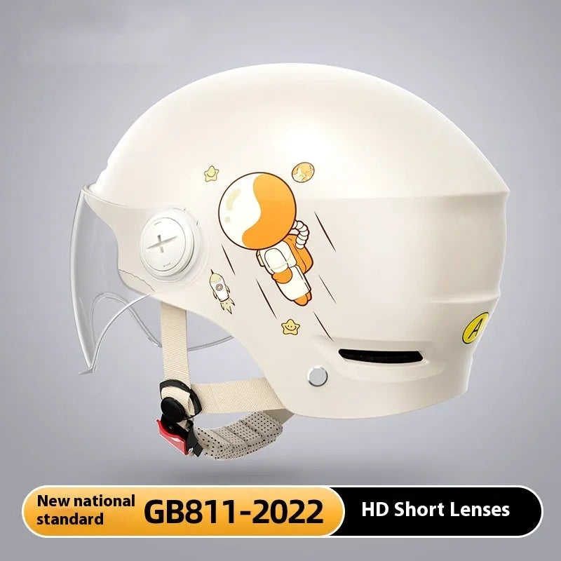 Khaki electric motorcycle half helmet with ABS construction for summer commuting