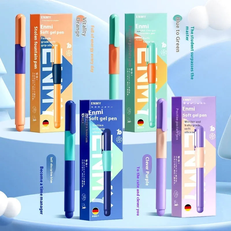 Boxed student posture correction pen in four colour options: blue, blue gradually green, smart purple, and vibrant orange