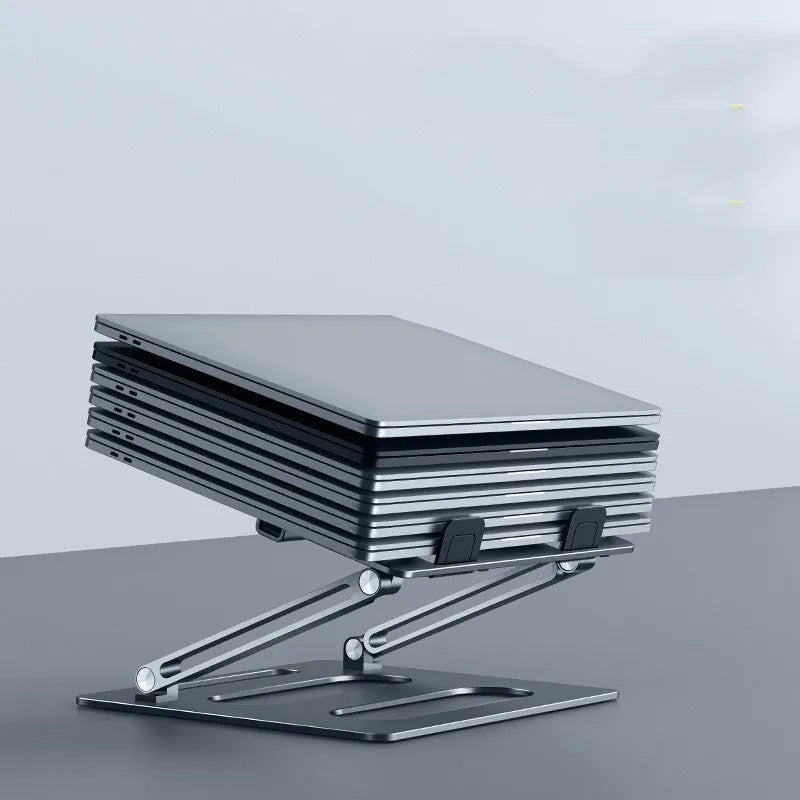Silver aluminium alloy adjustable laptop stand with 340mm elevation on desk