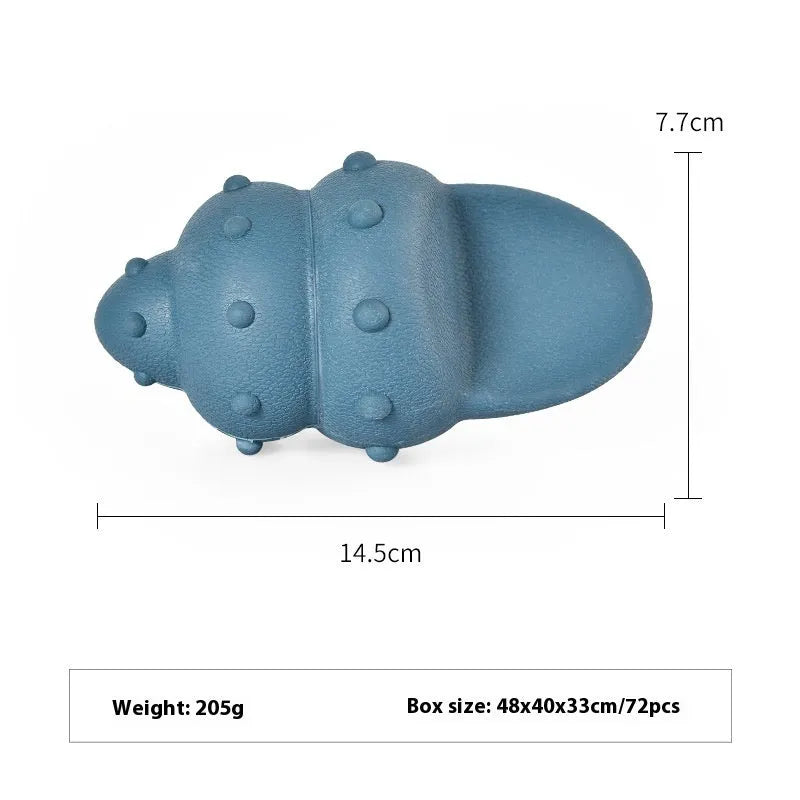 Blue rubber shark dog toy with conch shell texture design for chewing play