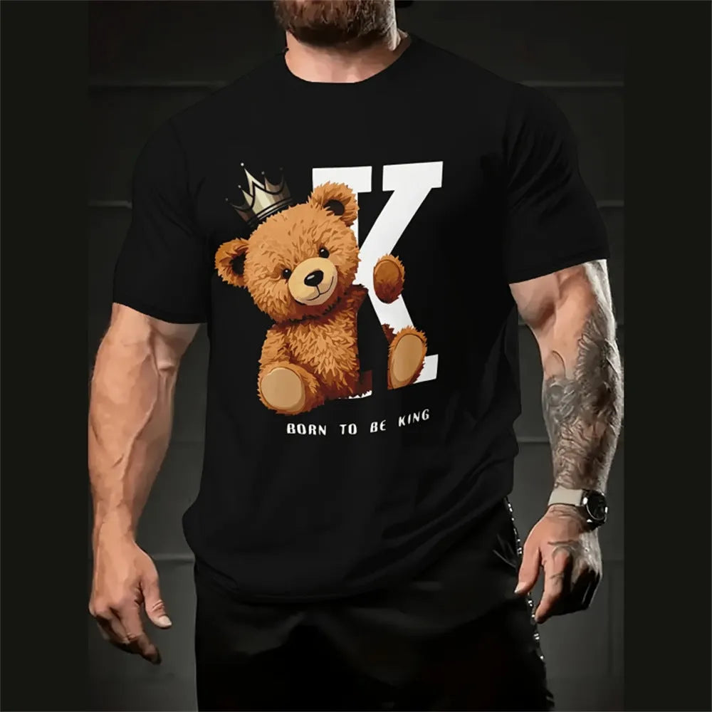 Men's loose-fitting short sleeve shirt with a colourful cartoon 3D print design.