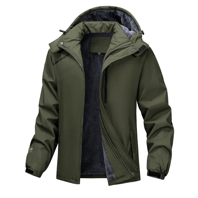 Men's plus size loose hooded coat in polyester, available in four colours and sizes L to 7XL