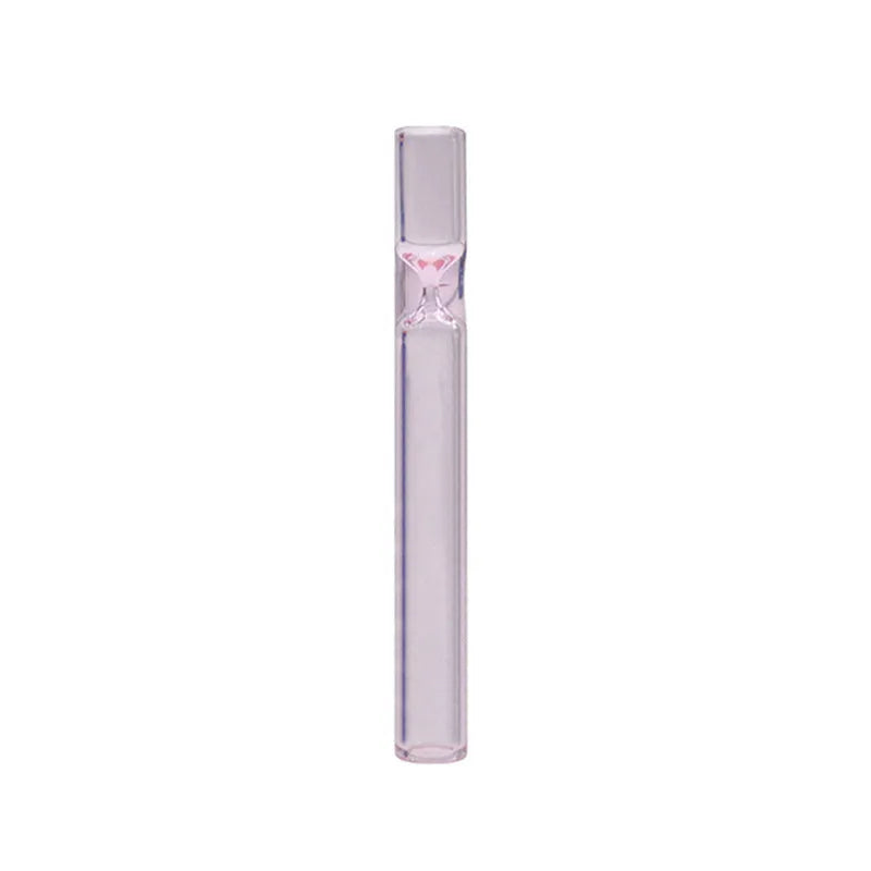 Transparent telescopic glass smoking pipe with colour mixing pink design and straight suction nozzle
