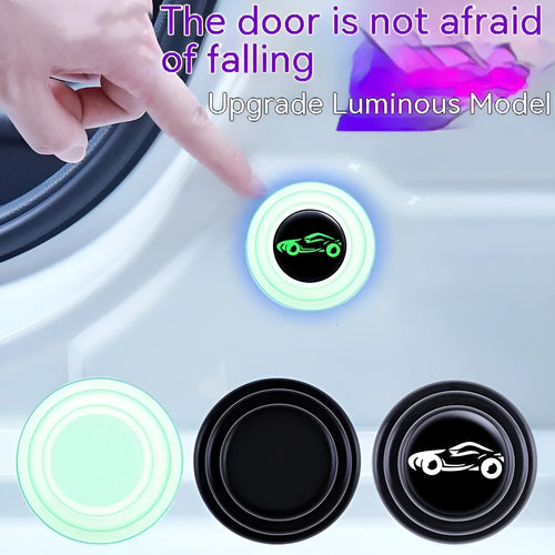 Silicone car door shock protector pads in black and luminous styles, 20mm diameter