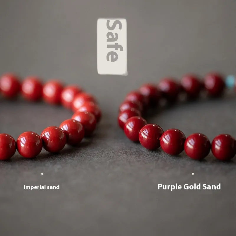 Cinnabar Hetian Jade geometric ellipse bracelet in purple gold sand colour with choice of bead sizes