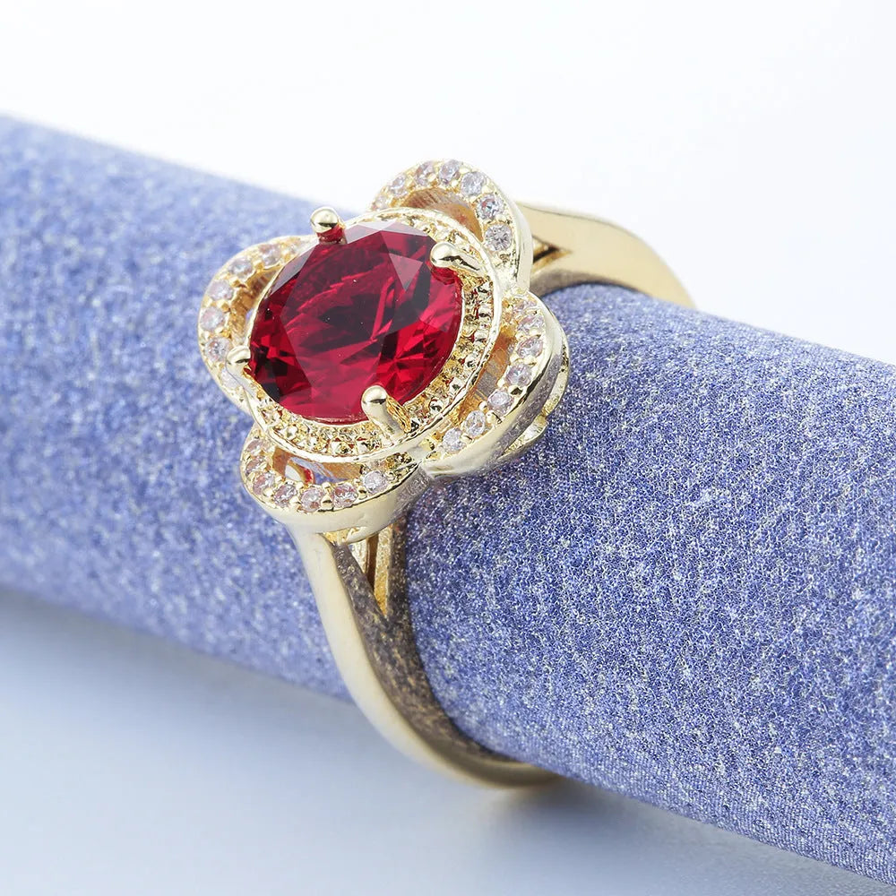 Electroplated copper ring with zircon accents in fruit-shaped design