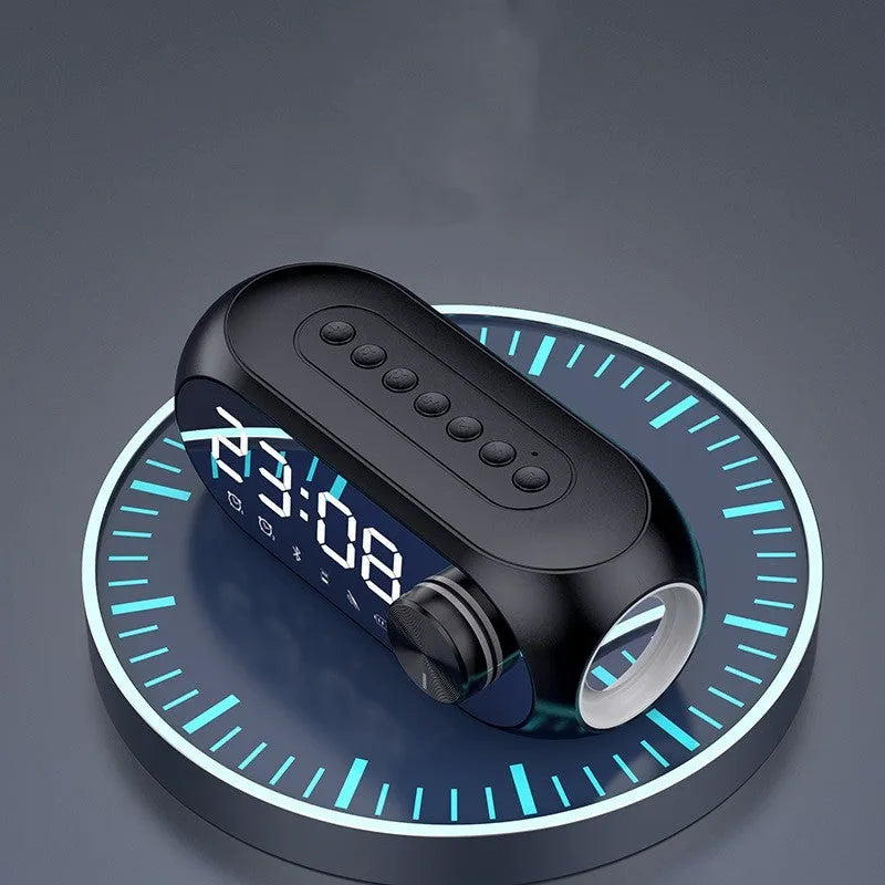 S8 portable USB clock radio with extra bass speakers in black, white or blue colours