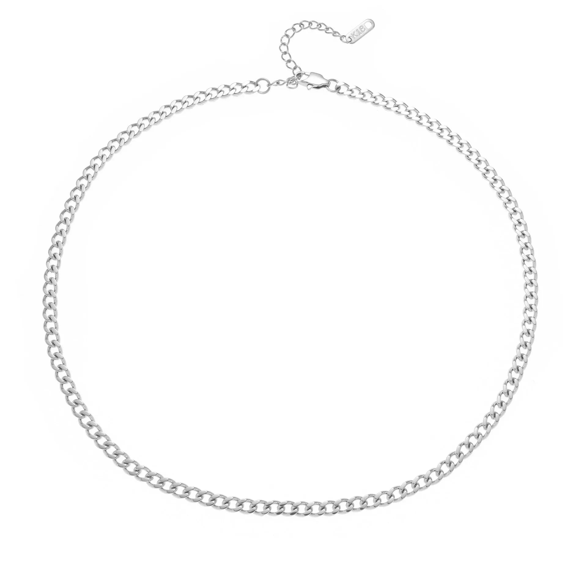 Gold or silver titanium steel necklace with a personalised letter, number, or heart pendant on a 40.5cm chain.