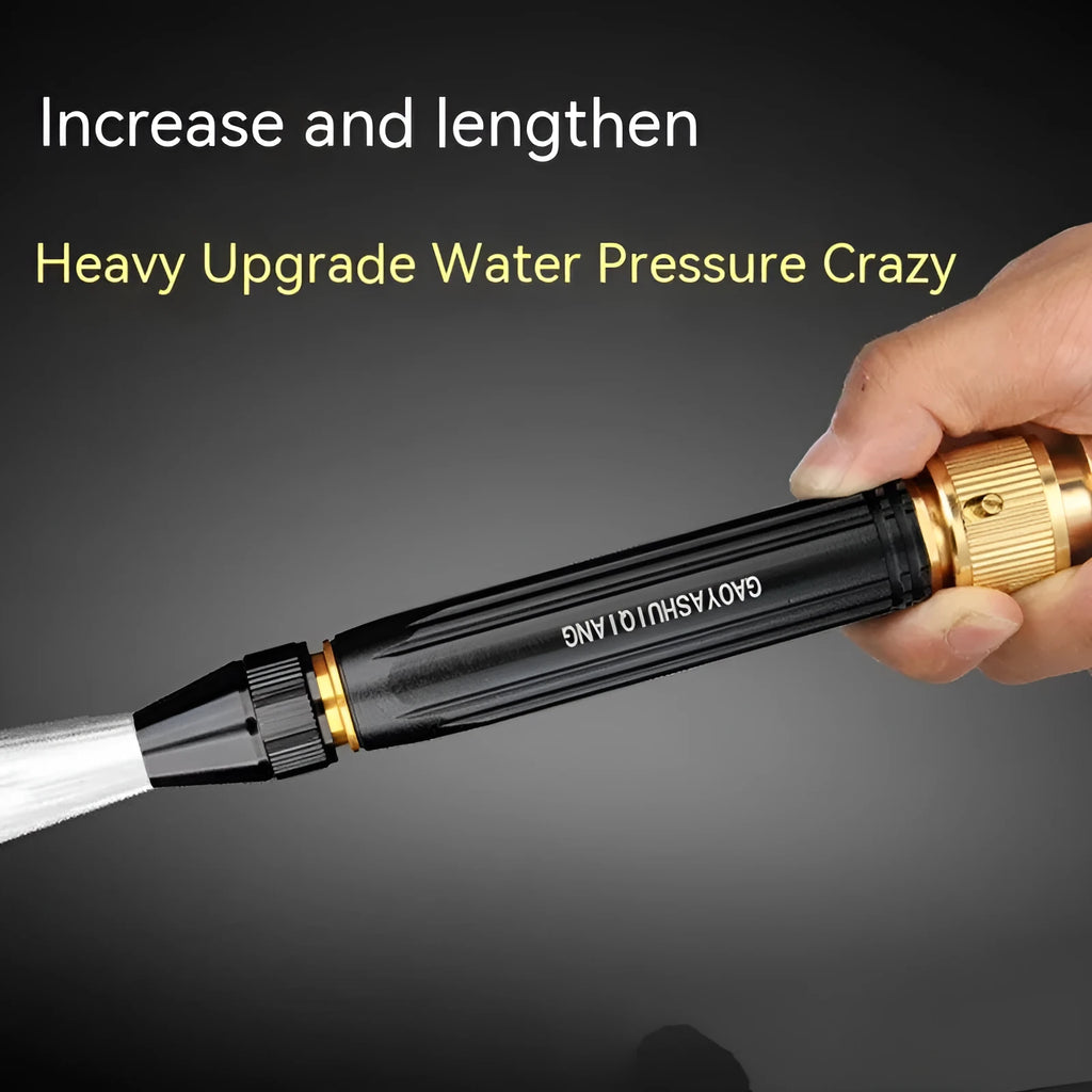 Black alloy car wash spray gun with straight nozzle measuring 17.7cm length