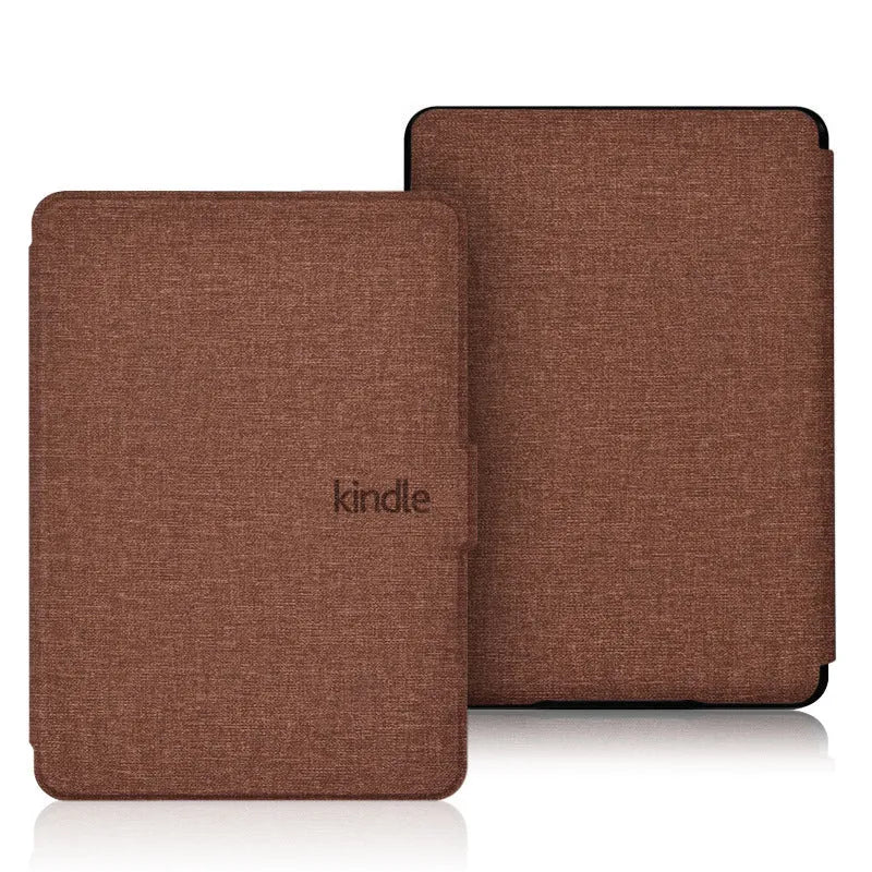 Youth version linen leather style protective hard shell case for Kindle Paperwhite with magnetic closure.