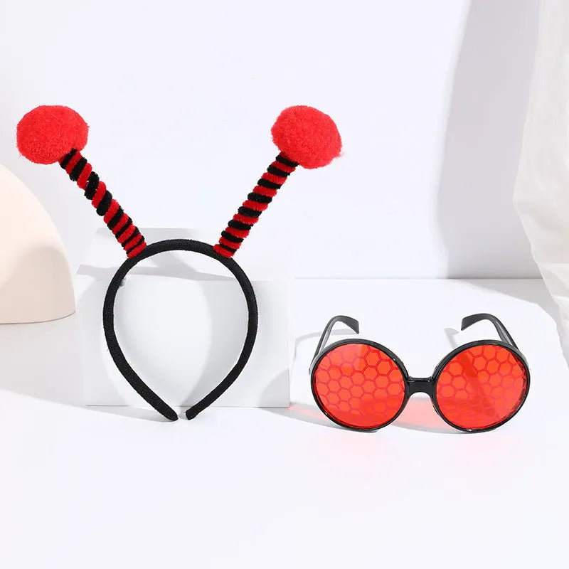 Yellow bee costume headband and glasses set for children's dress up and parties