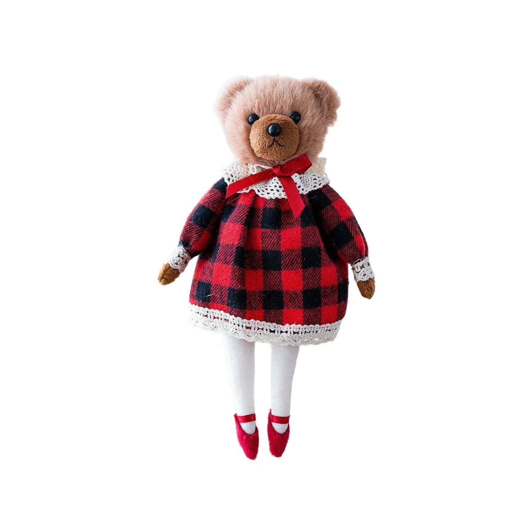 Cartoon plush bear doll couple set showing princess and gentleman variants in soft cloth material