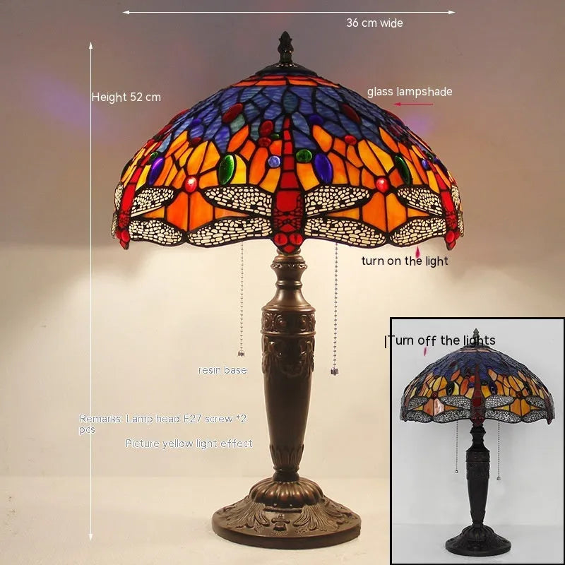 Tiffany dragonfly stone table lamp in European retro style with multiple size options