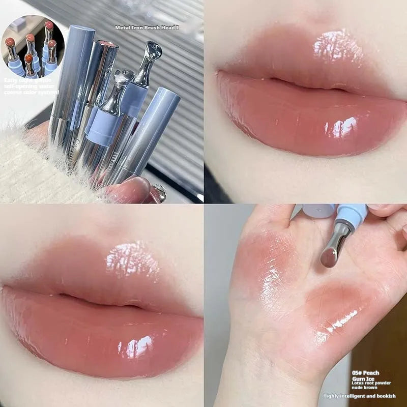 Mirror Water Light lip gloss lipstick in six ice colours including almond and raspberry shades