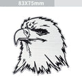 Aluminium car body sticker pack showing eagle, tiger, round lion, round wolf head, and round eagle designs.