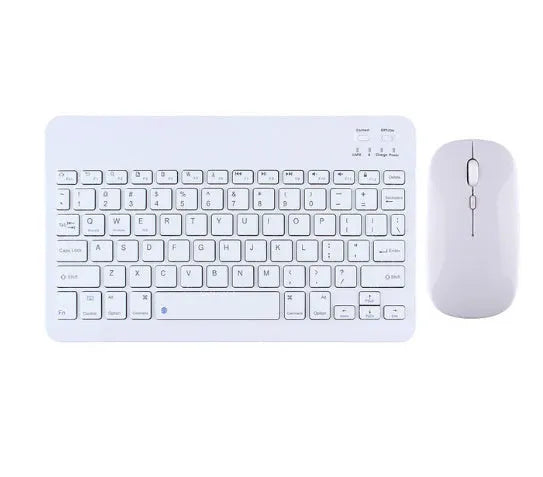 Bluetooth keyboard and rechargeable mouse set in elegant white, green, or pink for tablet and PC use
