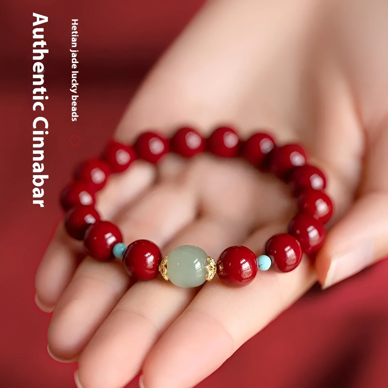 Cinnabar Hetian Jade geometric ellipse bracelet in purple gold sand colour with choice of bead sizes
