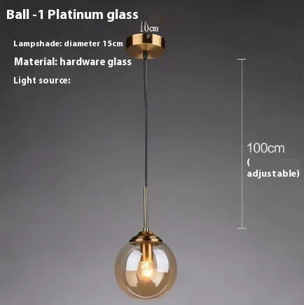 Modern round glass ball chandelier with spherical elements in Nordic style for living room or dining room