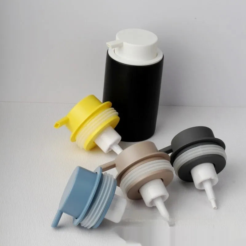 ABS plastic facial cleanser foam pump dispenser with large head in metallic finish