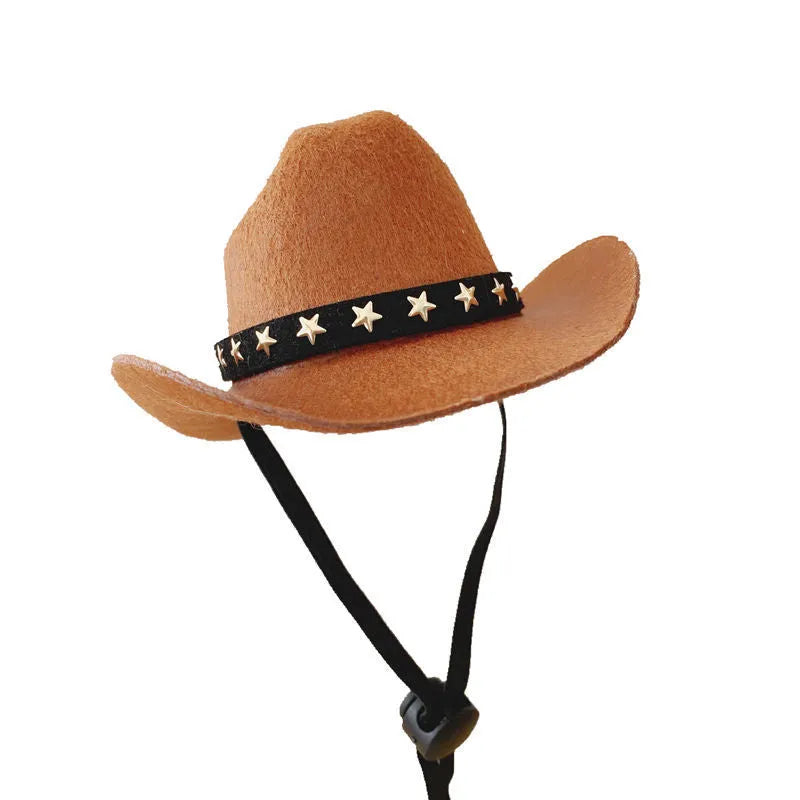 British cowboy hat for cats in various colours with ribbon or velvet trim