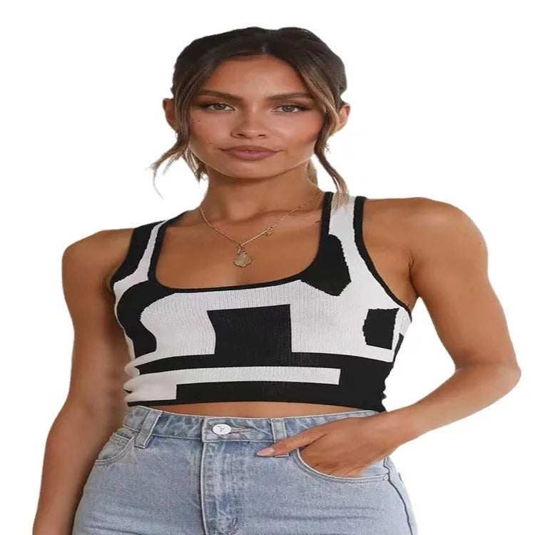 Women's slim fit U collar camisole vest in core-spun polyester, shown in a grass green colour.