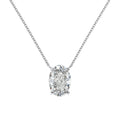 S925 sterling silver necklace with a geometric oval ice flower pendant in a choice of platinum or gold finish.