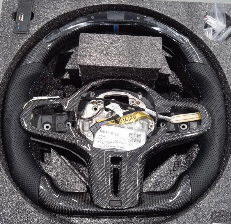 Black carbon fibre BMW steering wheel with LED display for X3 X5 models
