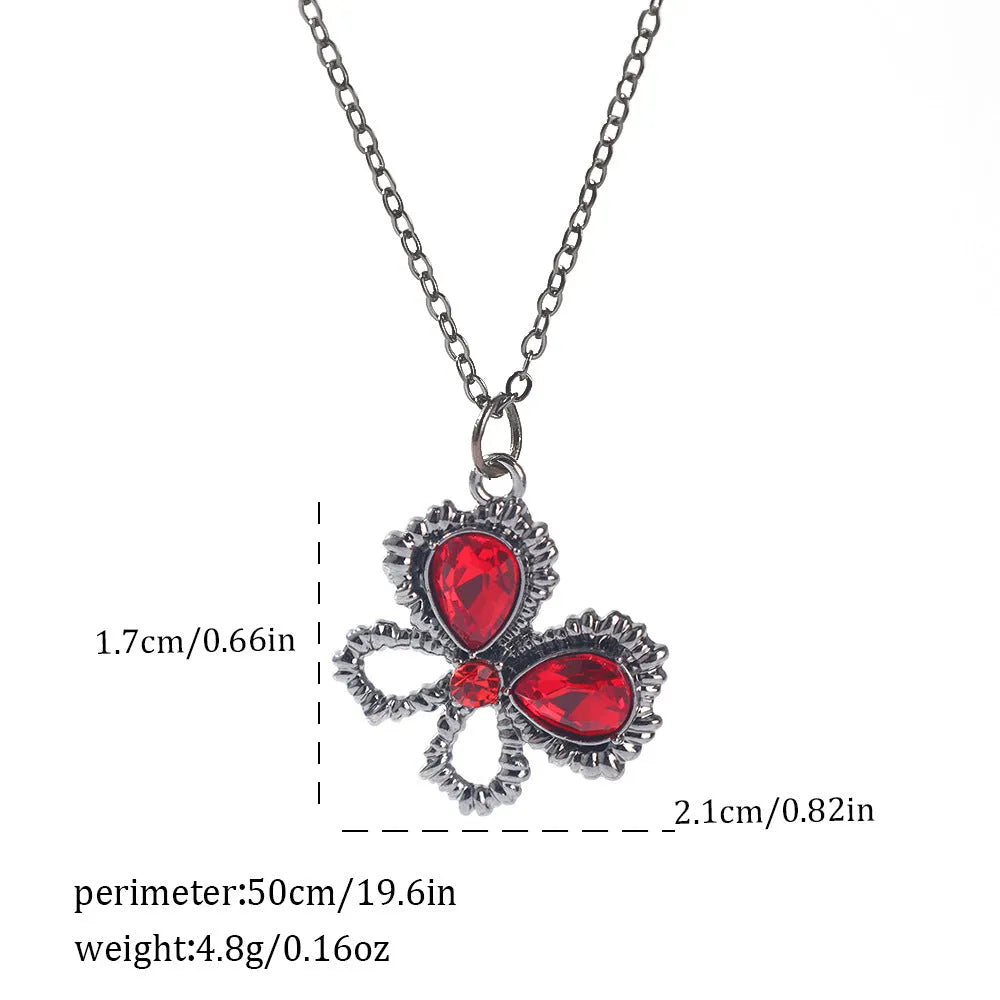 Dark Halloween necklace with zinc alloy electroplated pendant showing spider web and bat designs on regular chain