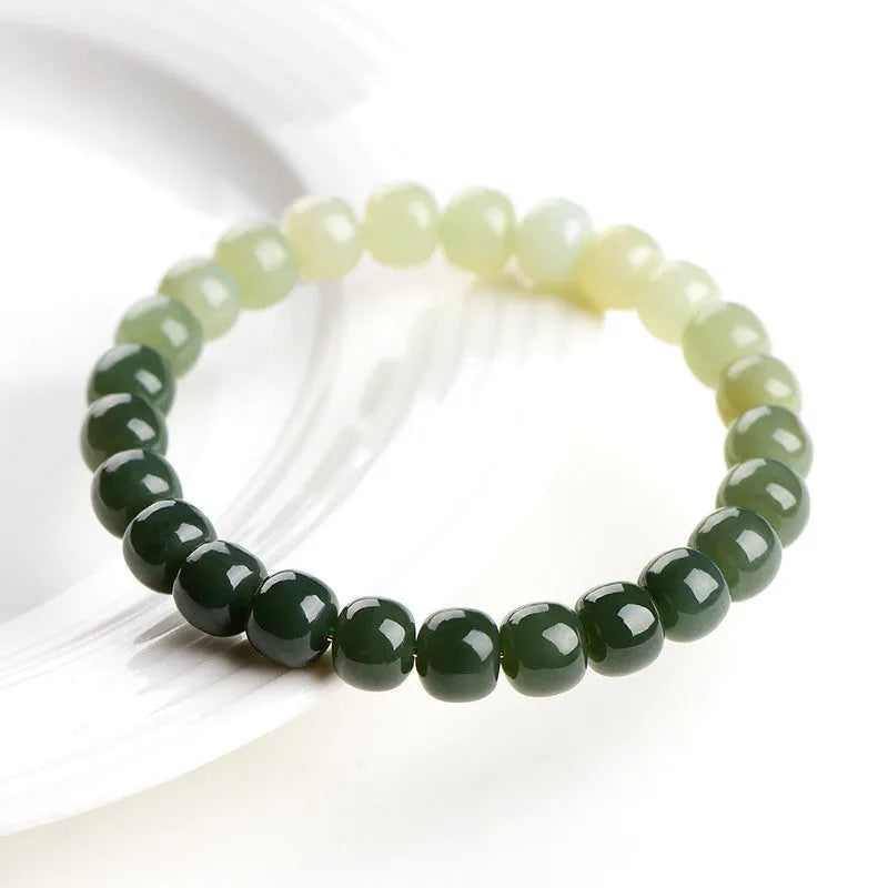 Natural Hetian jade bracelet with water gradient colour in polished finish