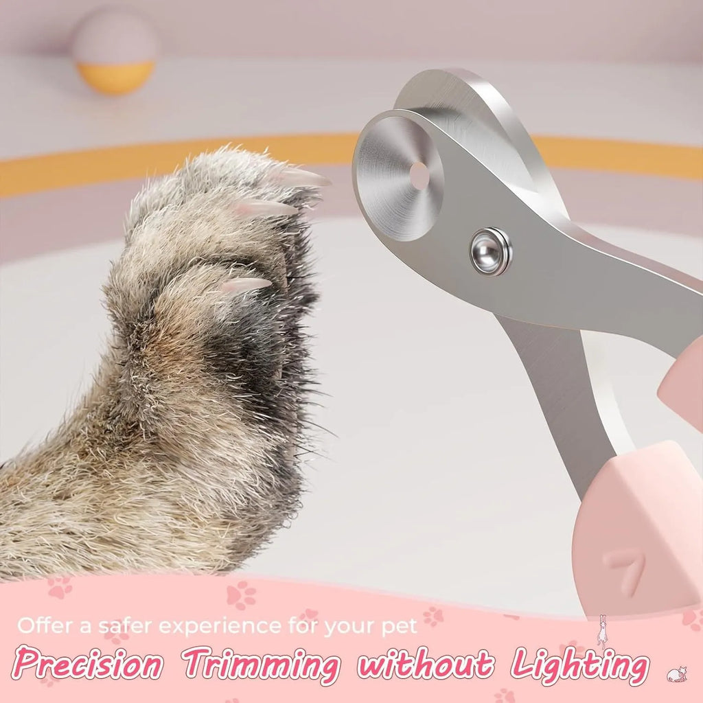 Blue pet nail clipper with positioning hole guide and non-slip handle