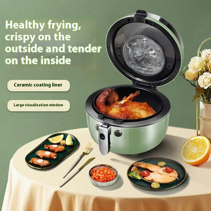 Mechanical button air fryer oven with visible cooking window and 8-litre capacity