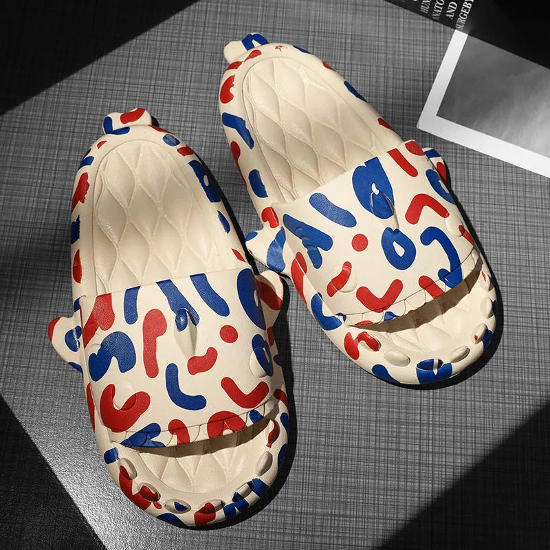 Shark-themed couple slippers with open toe design and EVA upper in multiple colour options