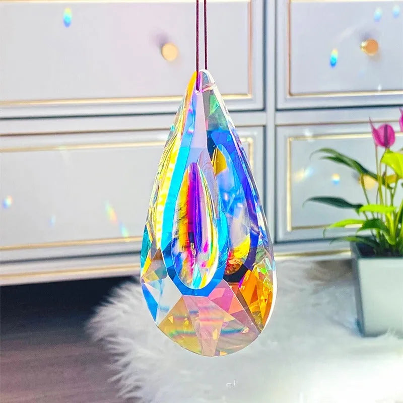 Rainbow electroplated crystal Christmas tree pendant light catcher decoration