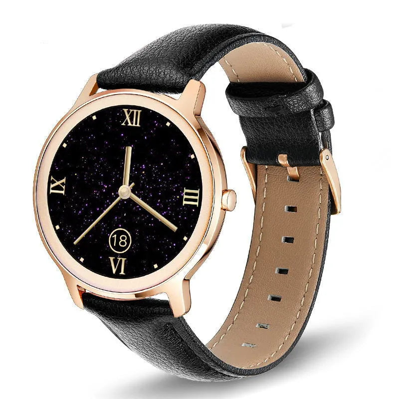 Women's stainless steel smart watch with 1.3 inch TFT screen and mesh belt in rose or silver
