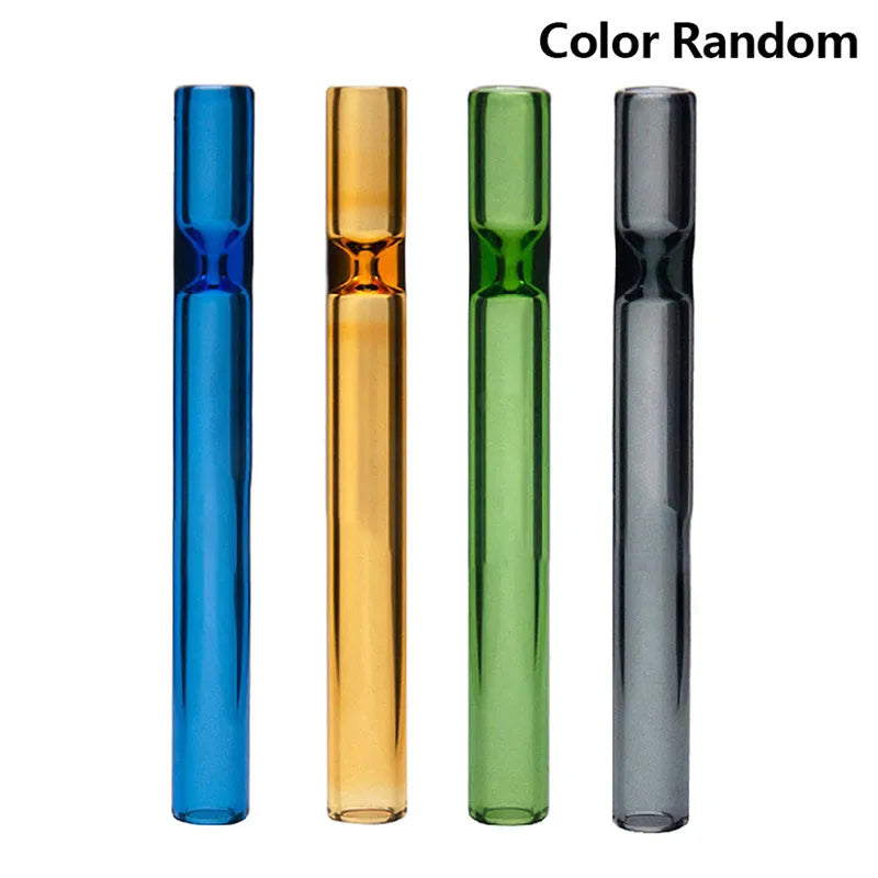 Transparent telescopic glass smoking pipe with colour mixing pink design and straight suction nozzle