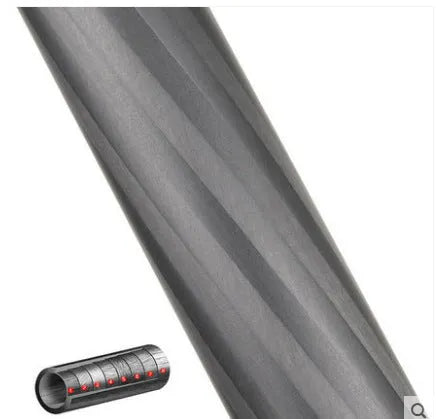 Black carbon fibre monopod for SLR cameras extended to maximum height showing 6 sections